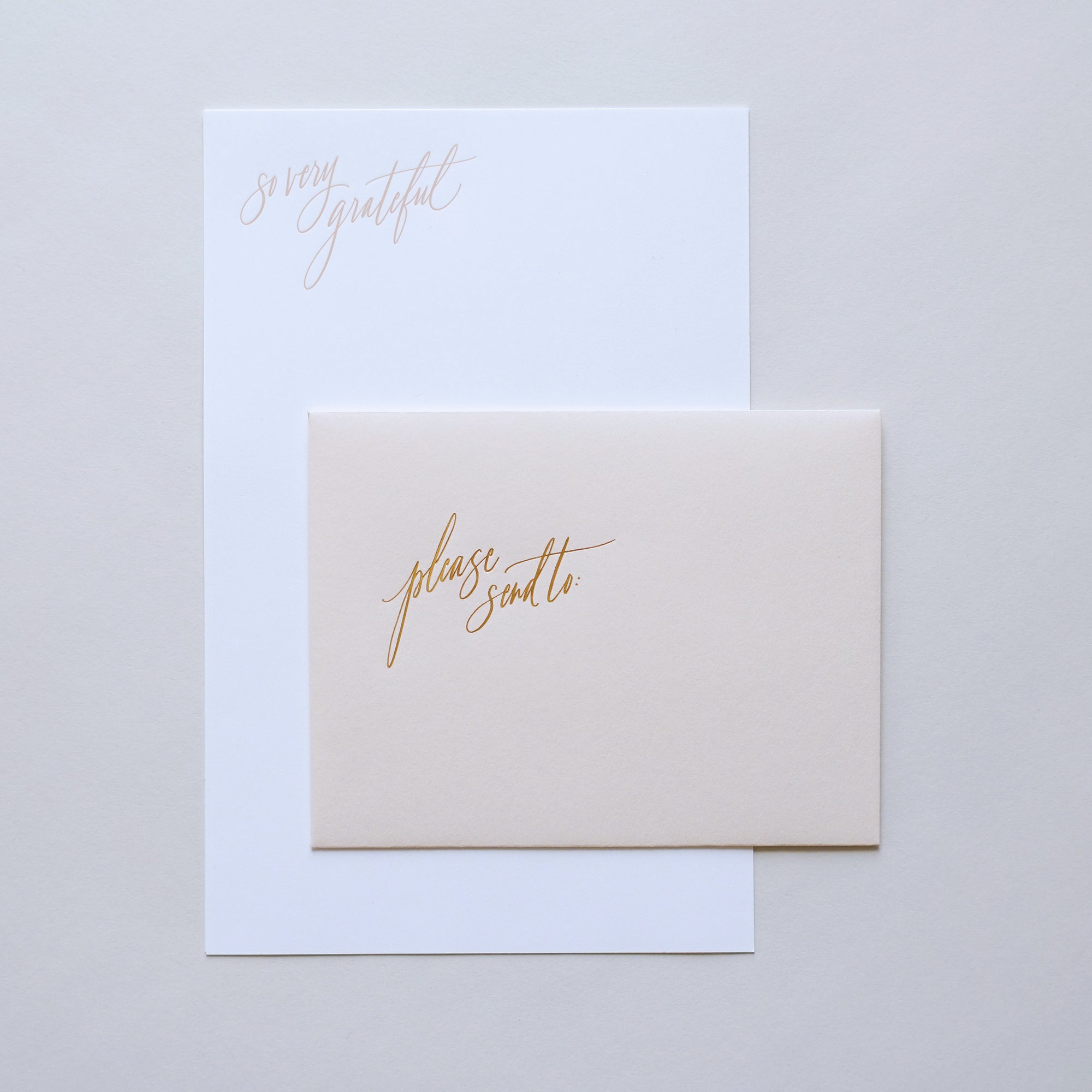 The "So Very Grateful" letter writing set with blush envelope.