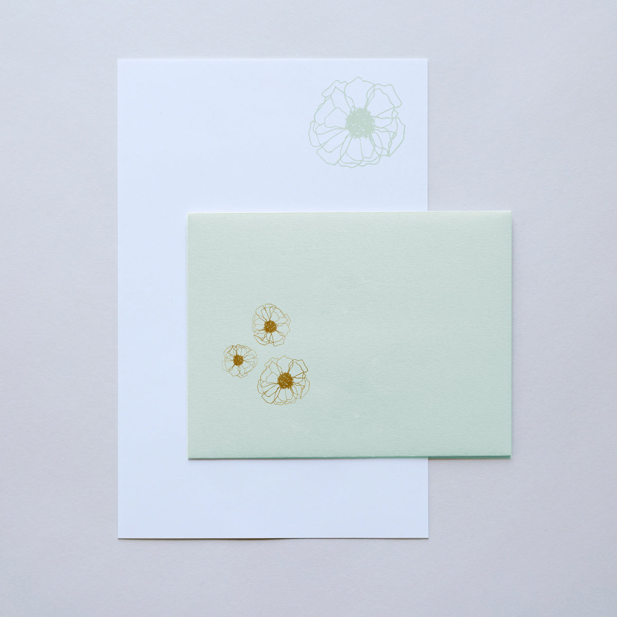 &quot;Anemone&quot; letter writing set, letterpress printed on a vintage printing press.
