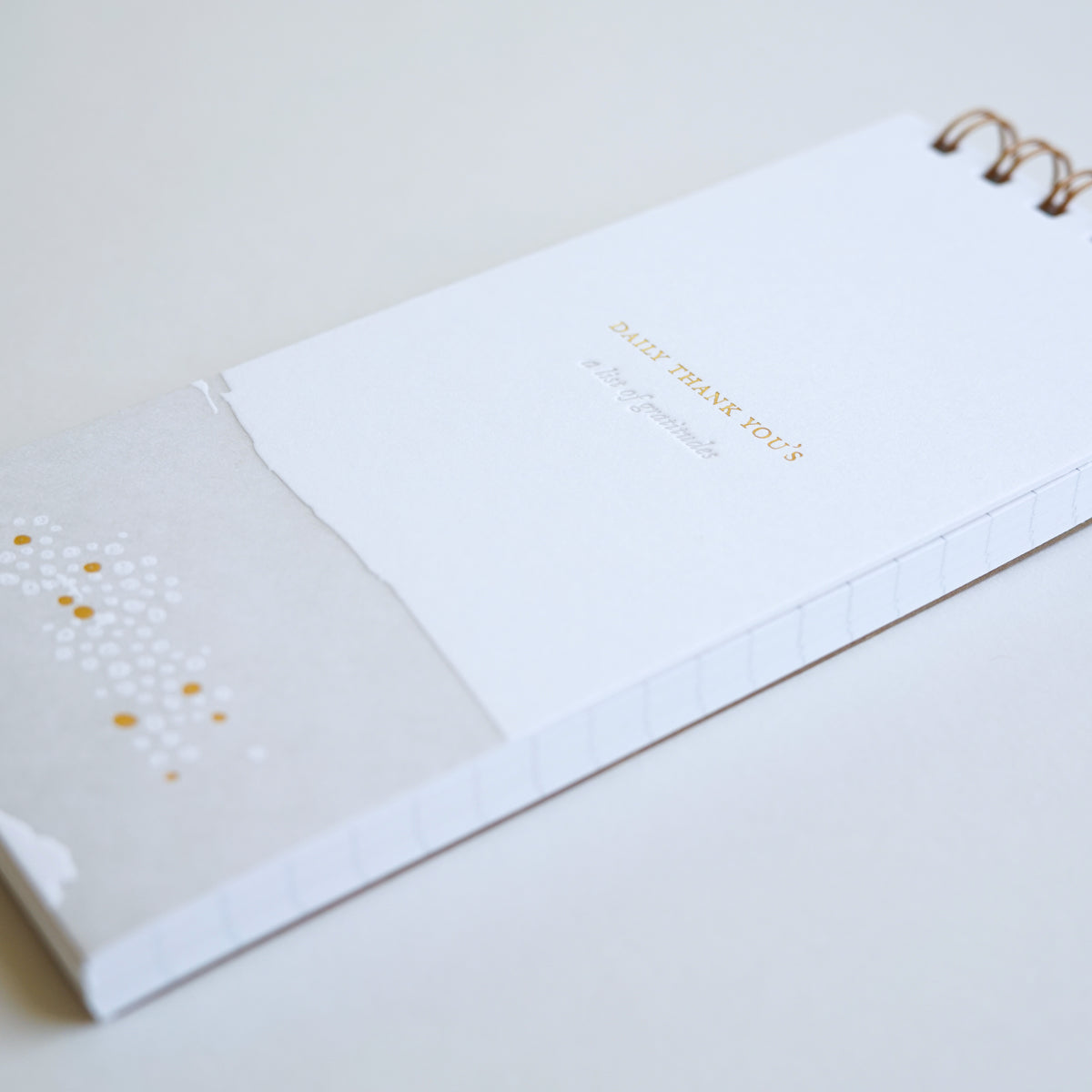 &quot;Daily Thank You&#39;s&quot; lined notebook, letterpress printed by hand.