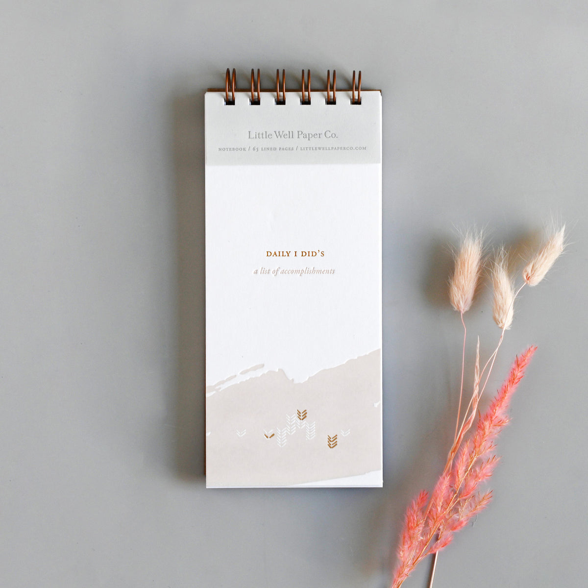 Our Daily List Notebook Collections are letterpress printed by hand in gold foil. 