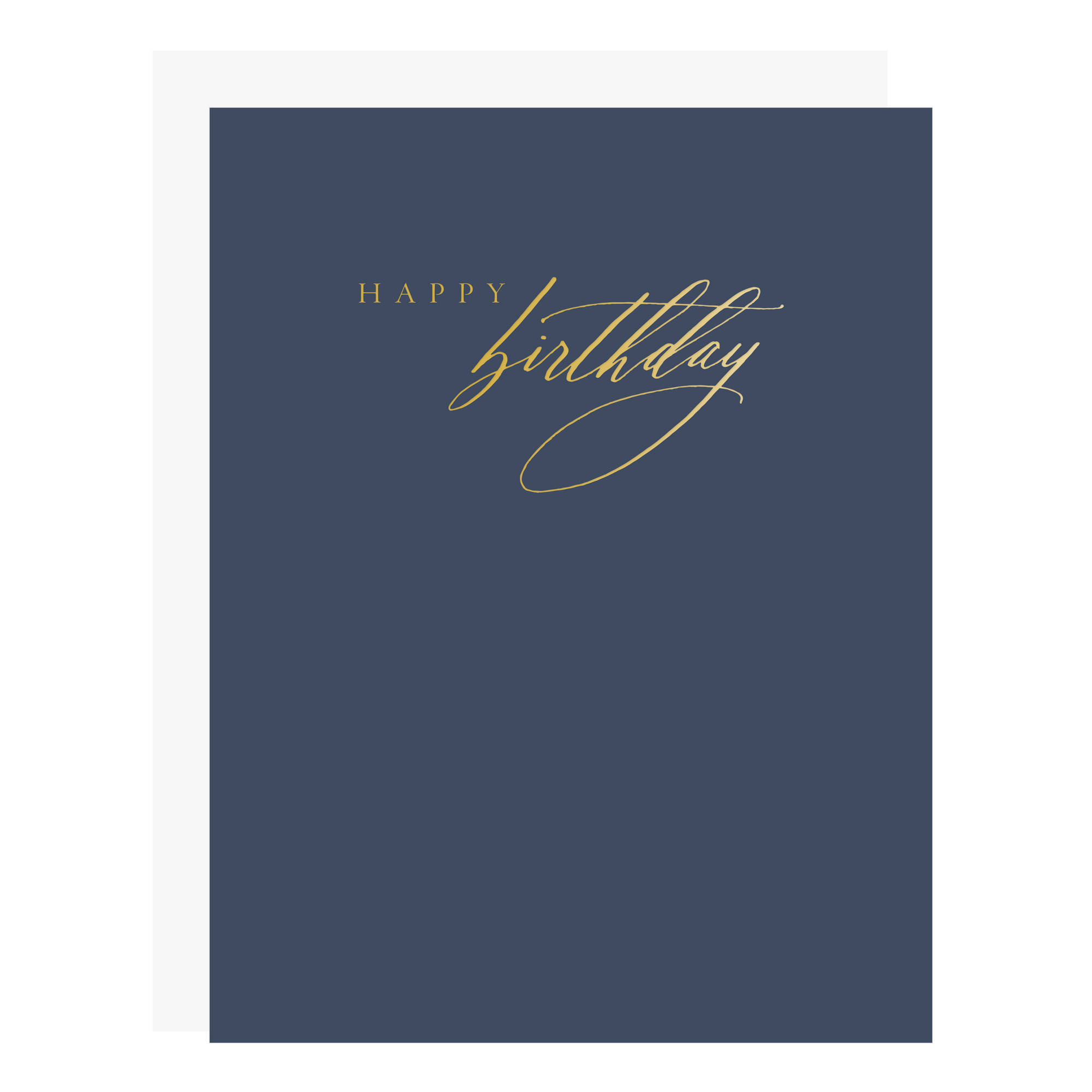 "Navy and Gold Birthday" card, letterpress printed by hand in gold foil.