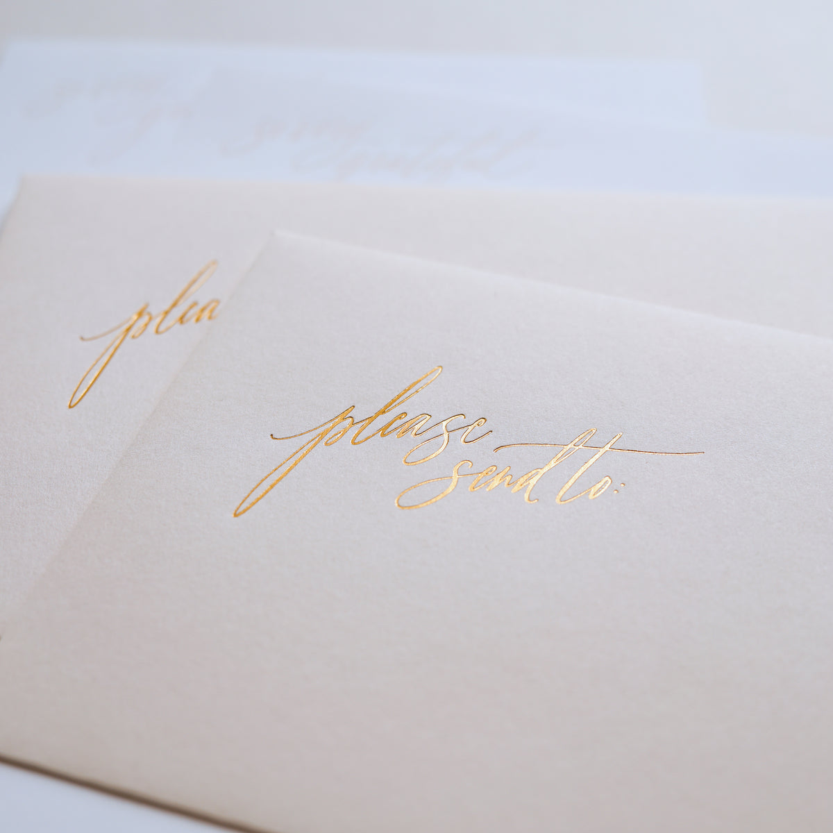 &quot;Please Send to:&quot; blush envelopes.