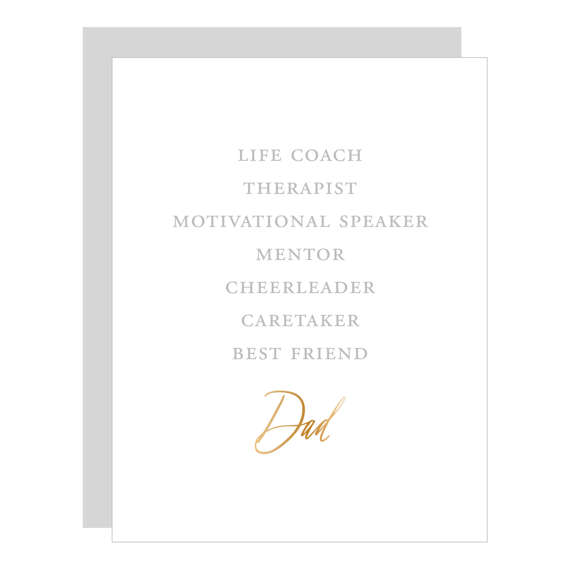 Our "Best Friend, Dad" card, letterpress printed by hand and foil printed