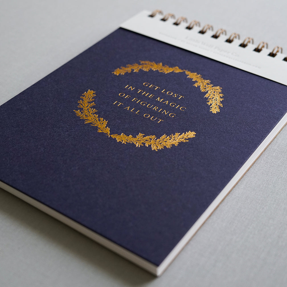 &quot;Lost in the Magic&quot; notebook, letterpress printed by hand in gold foil.