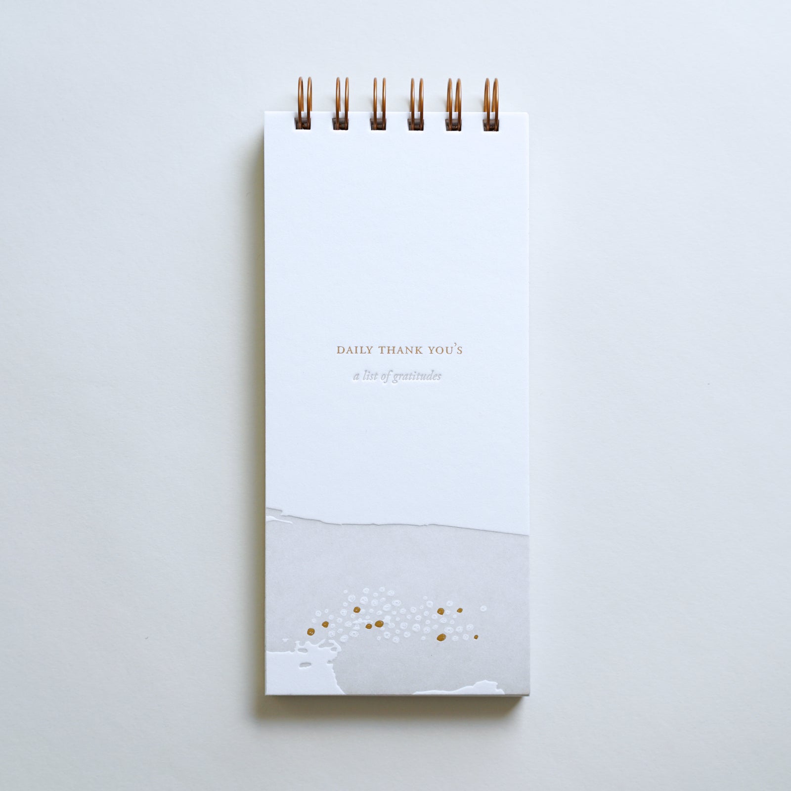 "Daily Thank You's" lined notebook, letterpress printed by hand.