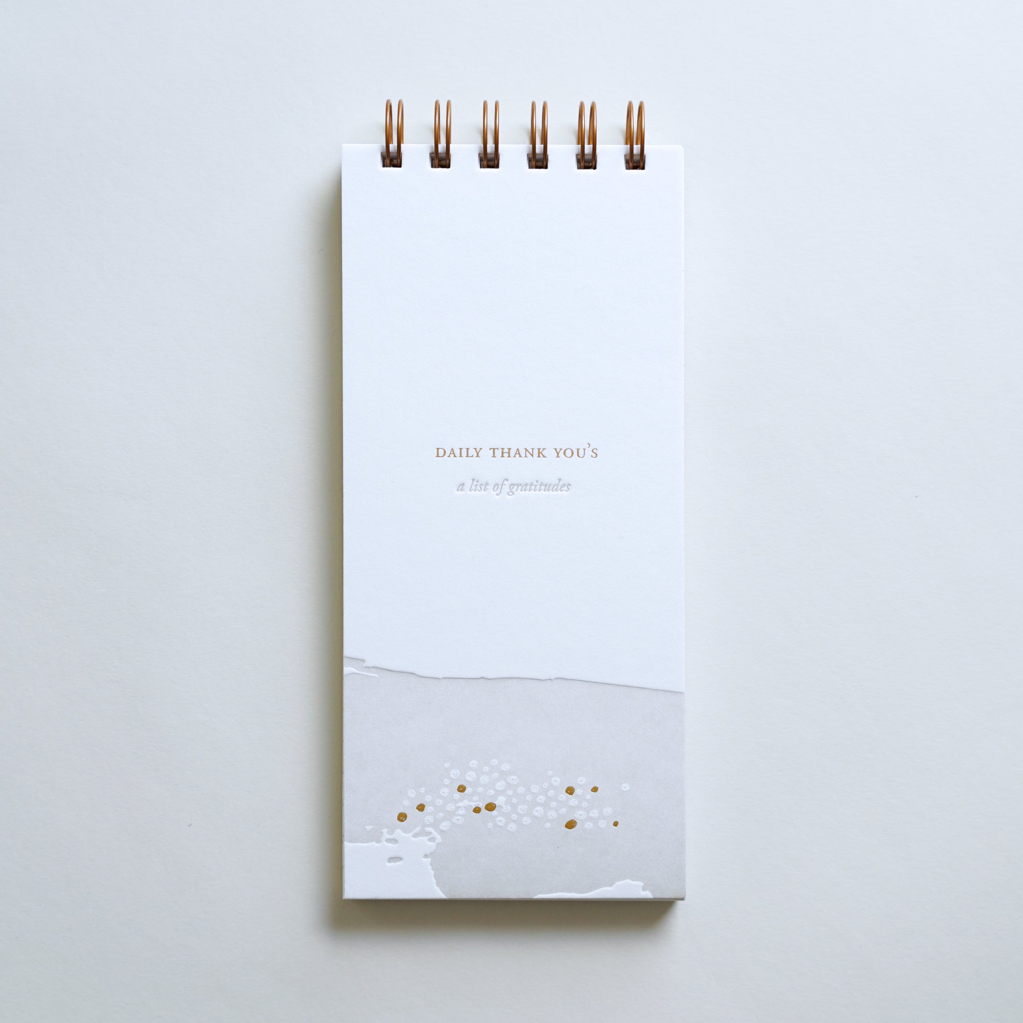 "Daily Thank You's" lined notebook, letterpress printed by hand.