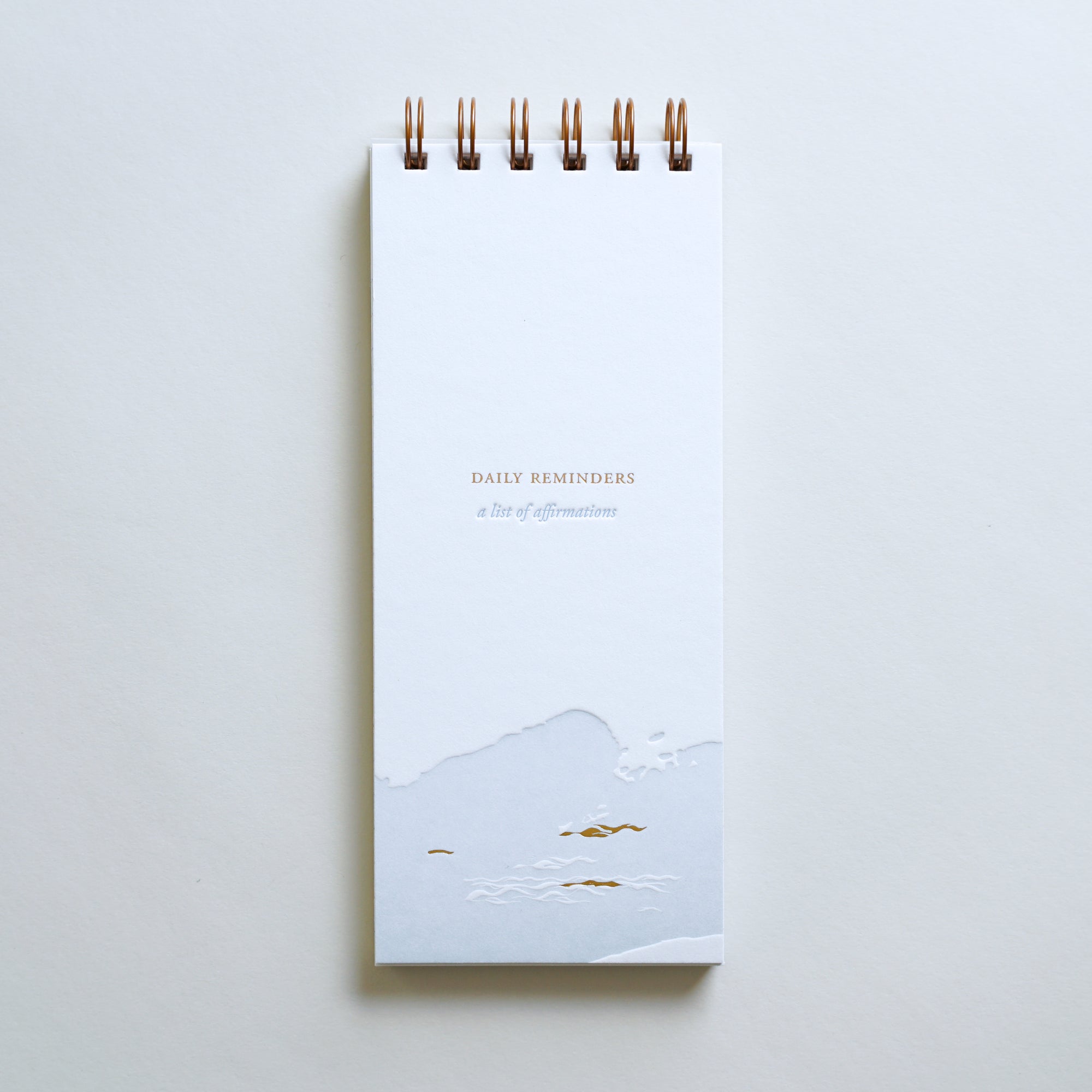 "Daily Reminders" lined notebook, letterpress printed by hand.