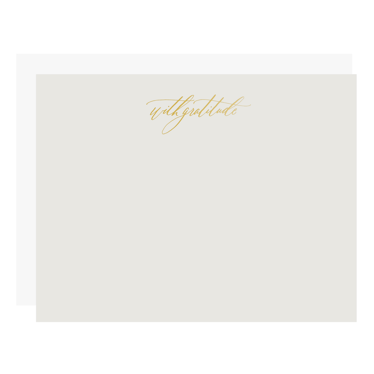 &quot;With Gratitude Flat Boxed Note Set&quot;, letterpress printed by hand in gold foil. 