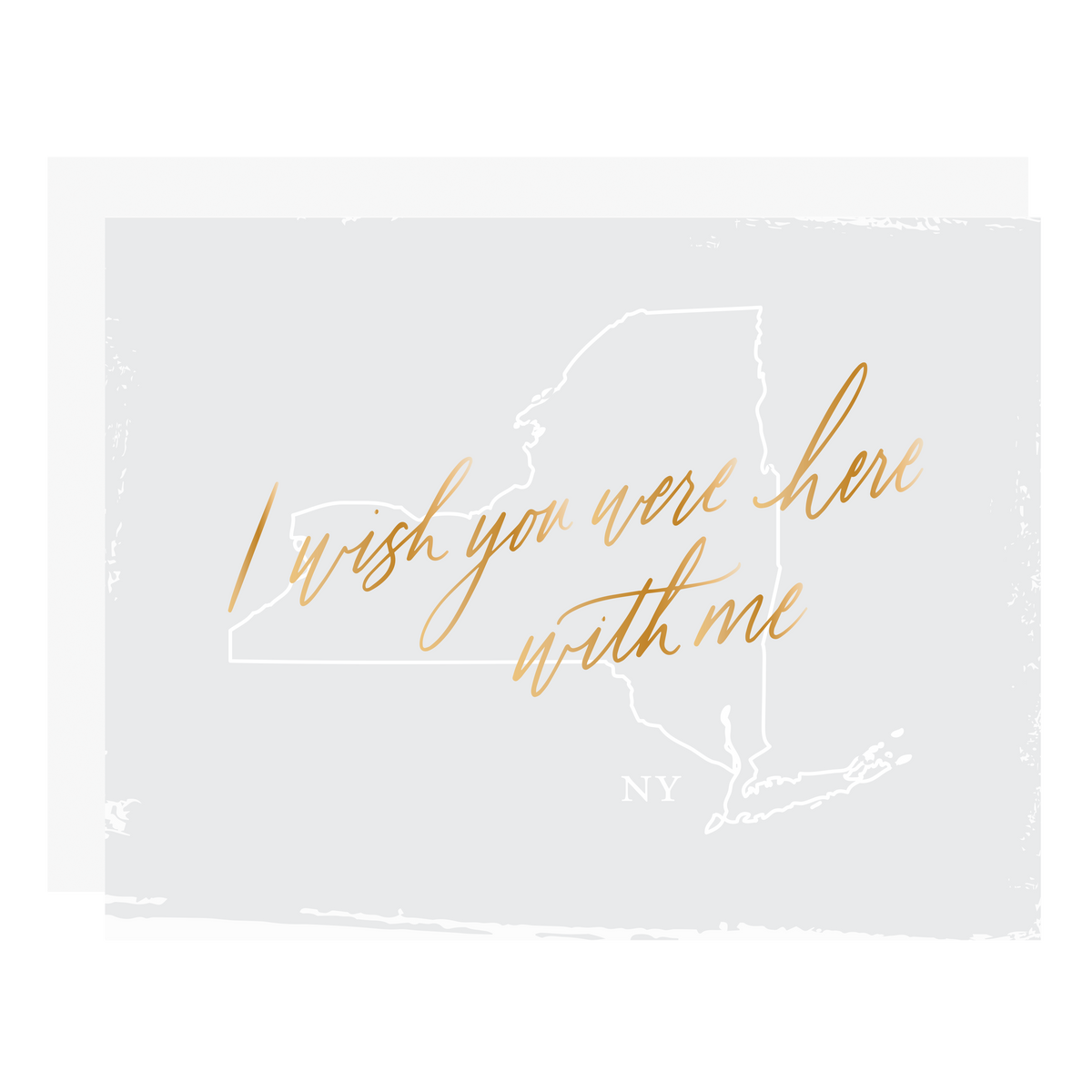 &quot;Wish You Were Here With Me - New York&quot;, letterpress printed by hand with gold foil. 
